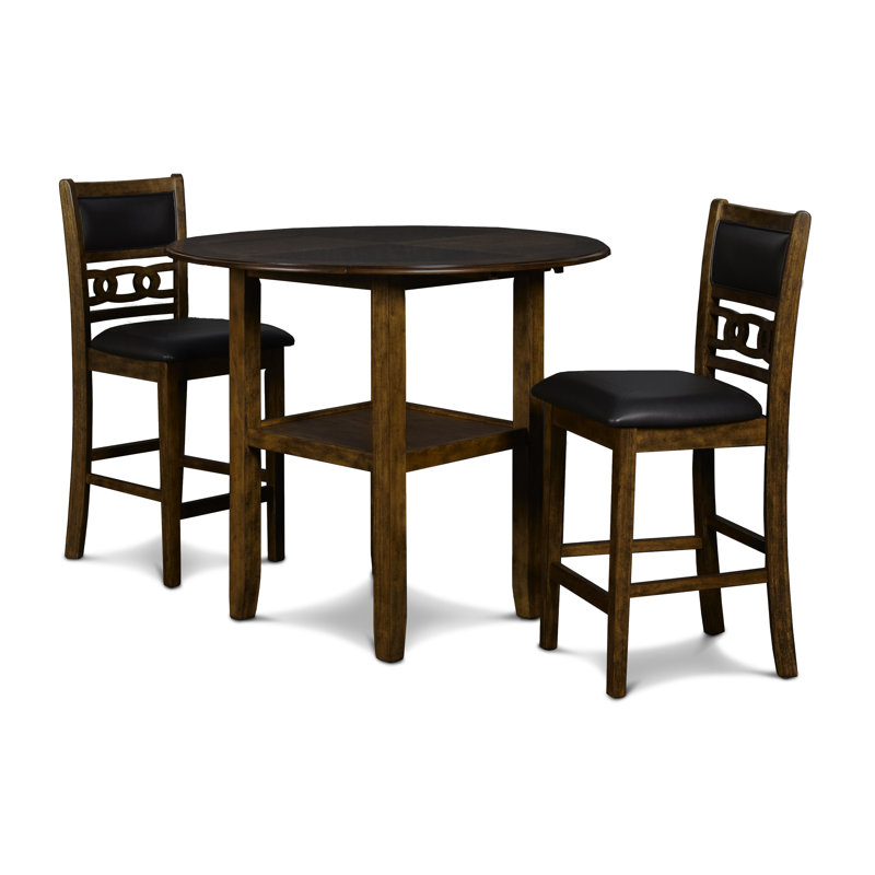 Winston Porter Jackins 3 Piece Drop Leaf Solid Wood Dining Set